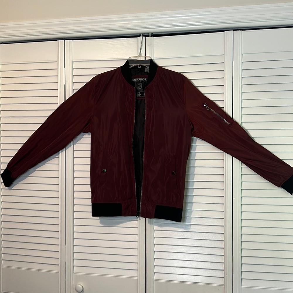Maroon Distortian Zip-up Windbreaker